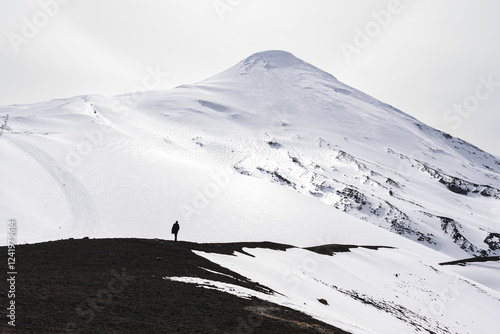 view from the osorno volcano - Volcán Osorno to its snow-capped summit. Osorno Volcano view in Chilean Lake District - Puerto Varas, Chile photo