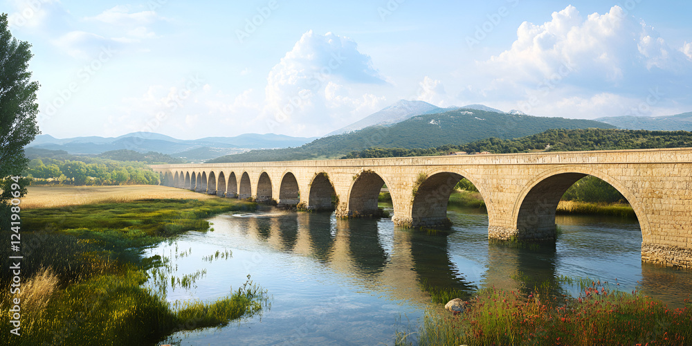 Fototapeta premium Aqueduct Delivering Fresh Water Sustainable Engineering and Infrastructure