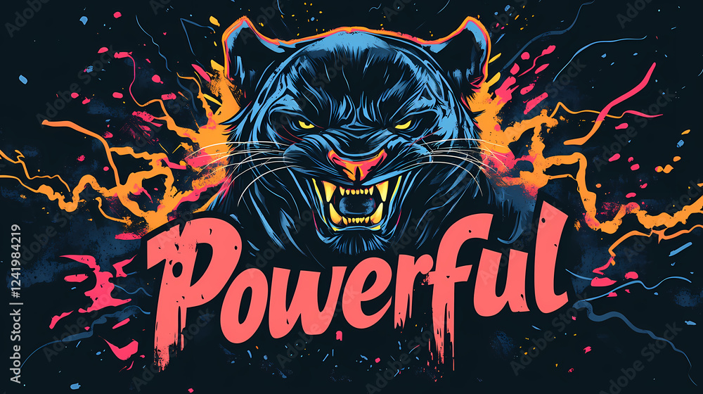 Vector illustration of an angry panther with the text Vector illustration of an angry panther with the text