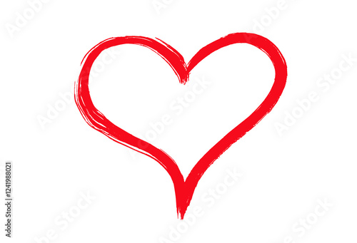 Hand drawing red hollow heart isolated on white background,flat illustration work