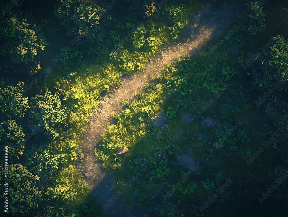 Obraz premium Fantasy RPG Road Map with a Rugged Pathway