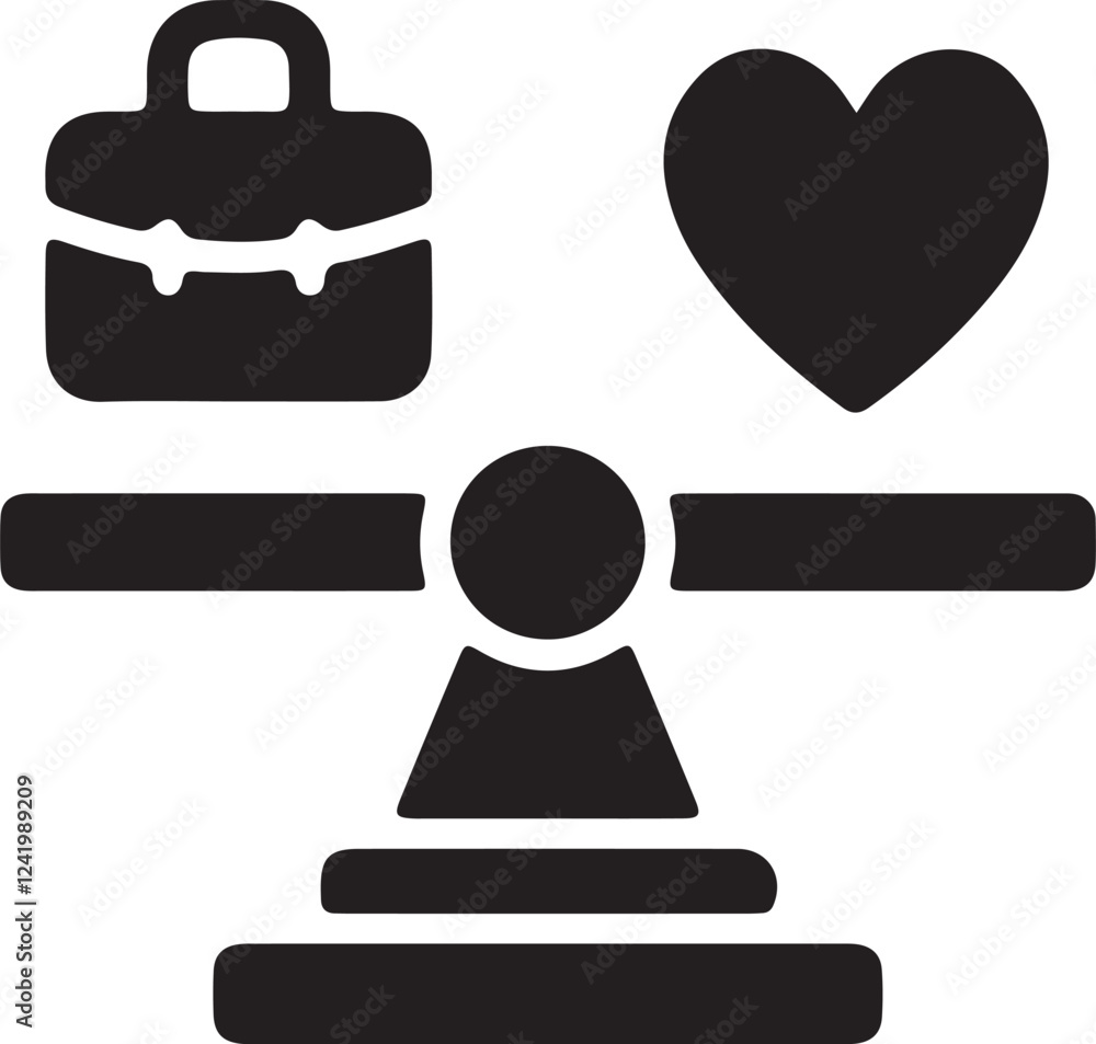 Illustration of a scale balancing a workbag and emotions Illustration of a scale balancing a workbag and emotions