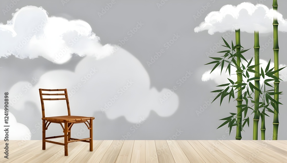 gentle gray and white cloud background with bamboo elements for peaceful decor and wellness environments gentle gray and white cloud background with bamboo elements for peaceful decor and wellness environments