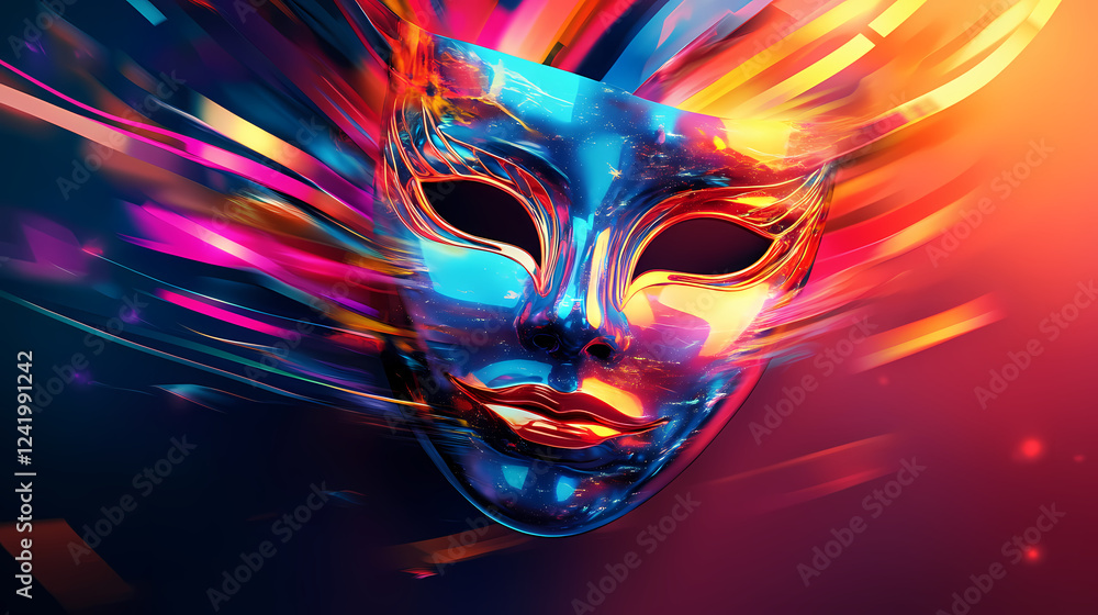 vibrant colourful glitchy mask