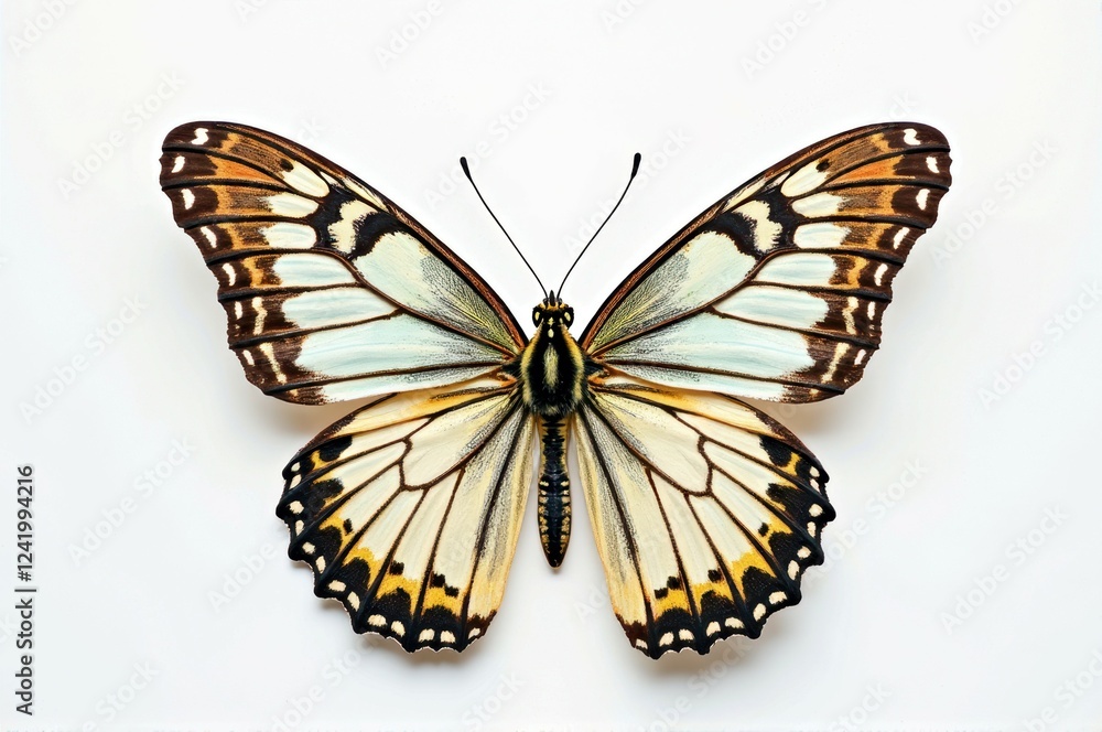 Obraz premium Detailed close-up of a beautiful swallowtail butterfly on white background