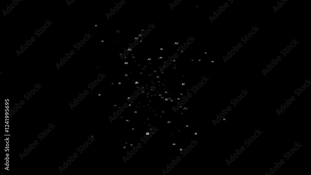 Abstract artificial intelligence typography, floating white AI letters in deep black background, immersive futuristic aesthetic. Abstract artificial intelligence typography, floating white AI letters in deep black background, immersive futuristic aesthetic.