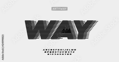 Wind striped letters, bold dynamic typography, modern racing font with clean lines for edgy velocity logos, tech and automotive branding, contemporary visual identity. Vector typeset.