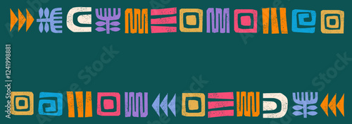 Hand drawn abstract ethnic design, tribal pattern frame and border background - art, textiles, banners, wallpapers, vector design