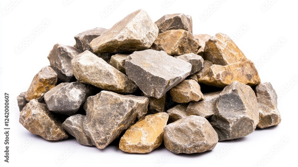 Pile of Natural Stones on White Background for Backgrounds or Textures Pile of Natural Stones on White Background for Backgrounds or Textures