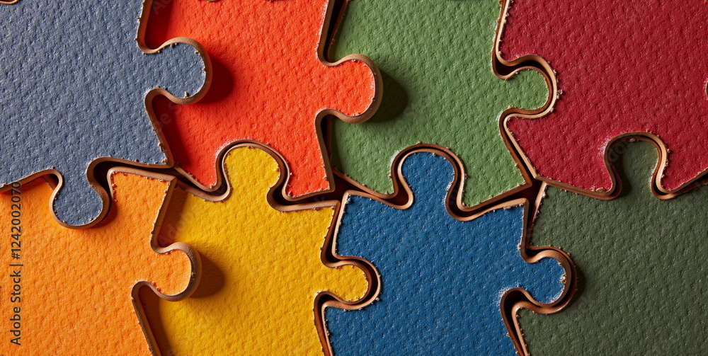 Obraz premium Colorful puzzle pieces on textured background