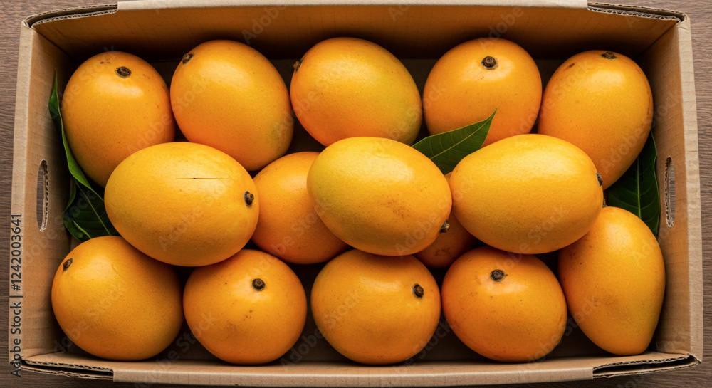 fresh indian organic ripe yellow mango fruit in box, closeup isolated,known in india various name as totapuri, kesar, amrapali or alphonso mango for import, export concept fresh indian organic ripe yellow mango fruit in box, closeup isolated,known in india various name as totapuri, kesar, amrapali or alphonso mango for import, export concept