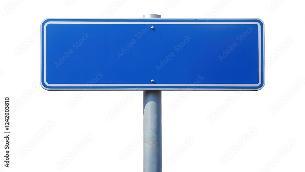 Blue Blank Sign on Pole Ready for Customization at Standard Scale. Generative AI Blue Blank Sign on Pole Ready for Customization at Standard Scale. Generative AI