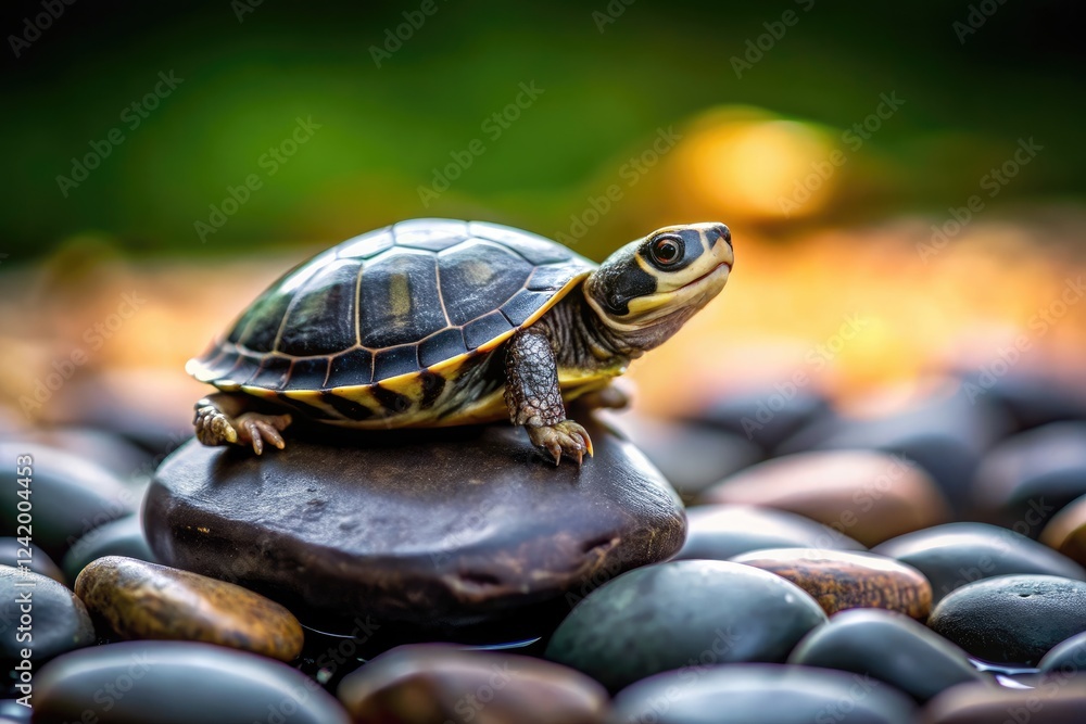Baby Turtle Gently Resting on a Scale in a Serene Setting. Generative AI Baby Turtle Gently Resting on a Scale in a Serene Setting. Generative AI