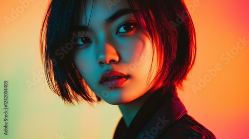 Portrait of a young woman w...