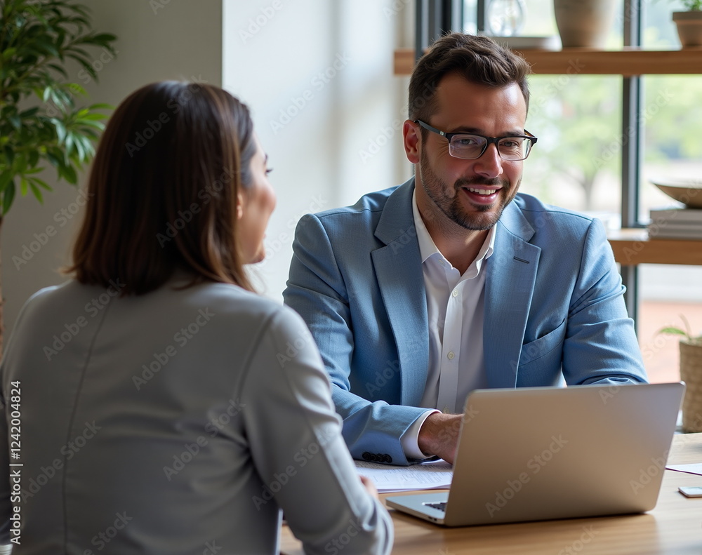 Business meeting with two professionals in a modern office Business meeting with two professionals in a modern office