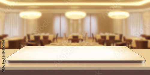 Wallpaper Mural Mesa de cocina de madera con fondo borroso de restaurante de lujo
 Torontodigital.ca