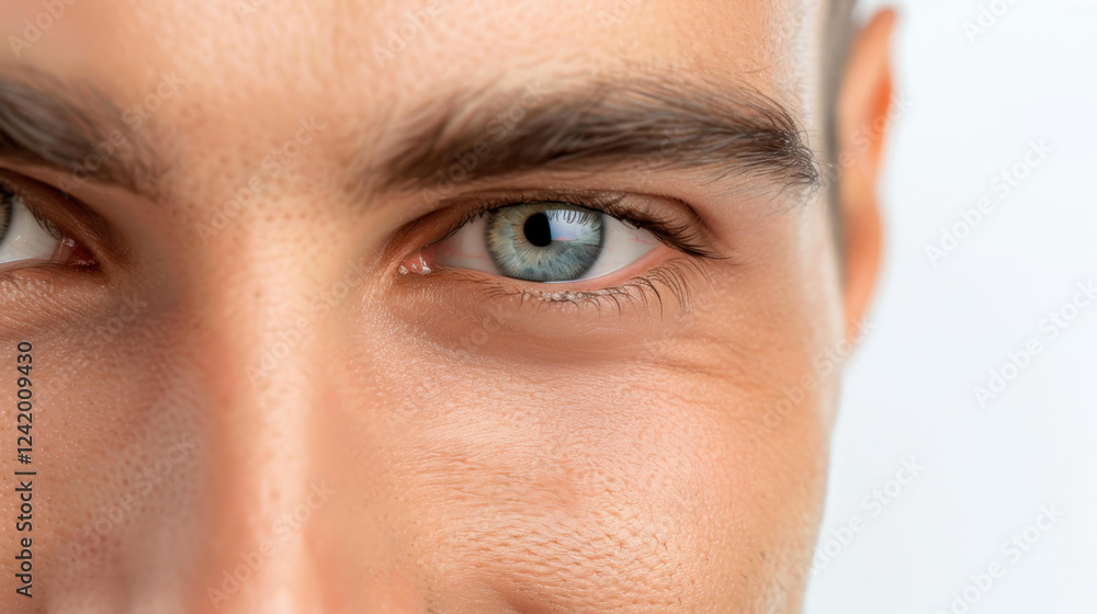 Fototapeta premium Discover the secrets to youthful skin with this closeup of a handsome young mans face, showcasing beauty and charm.