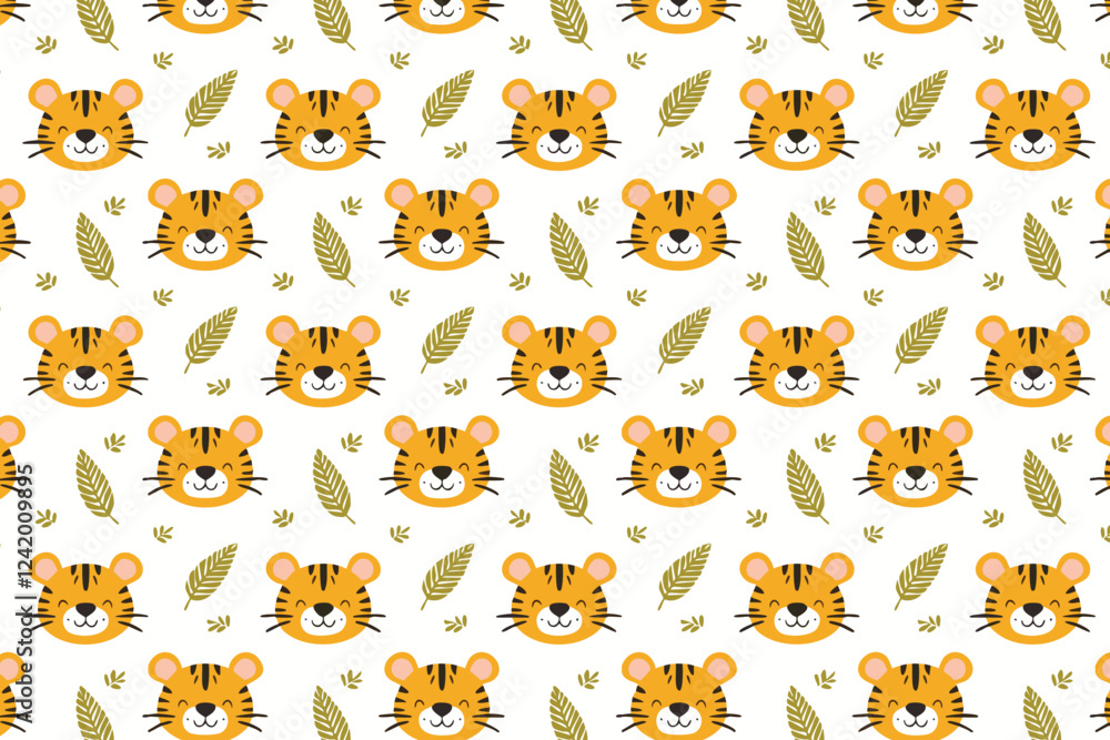 Cute tiger seamless pattern background illustration Cute tiger seamless pattern background illustration