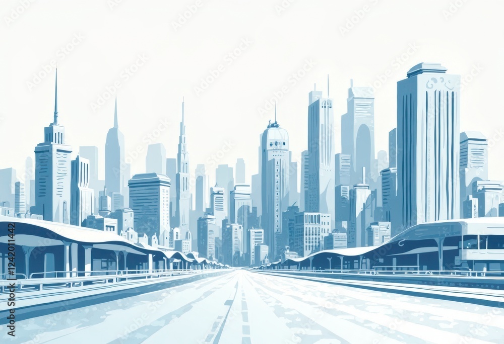 Fototapeta premium Cityscape with Skyscrapers and High-Rise Buildings in Downtown Metropolitan Area