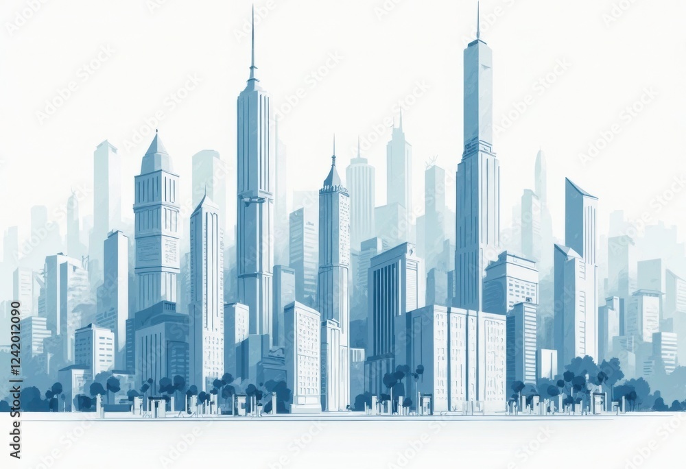 Fototapeta premium City Landscape Drawing