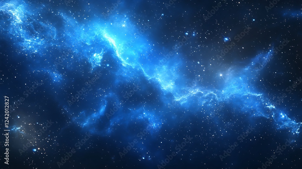 A vibrant depiction of a cosmic scene filled with blue hues and starry elements. A vibrant depiction of a cosmic scene filled with blue hues and starry elements.