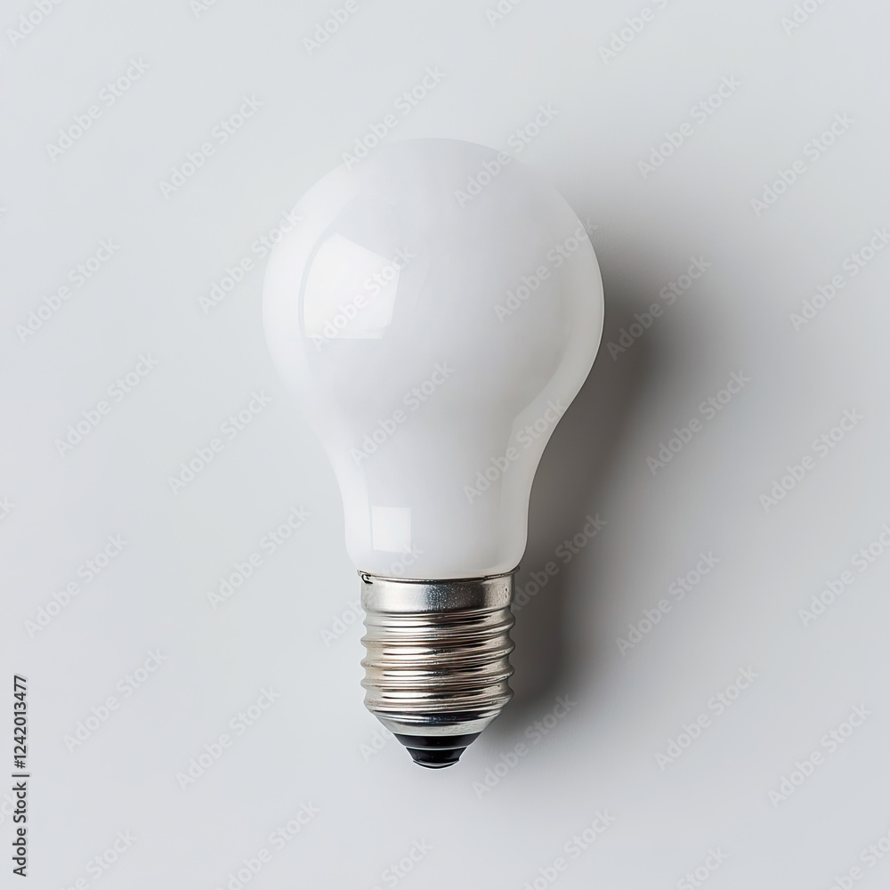 A Simple White Light Bulb on White Background A Simple White Light Bulb on White Background