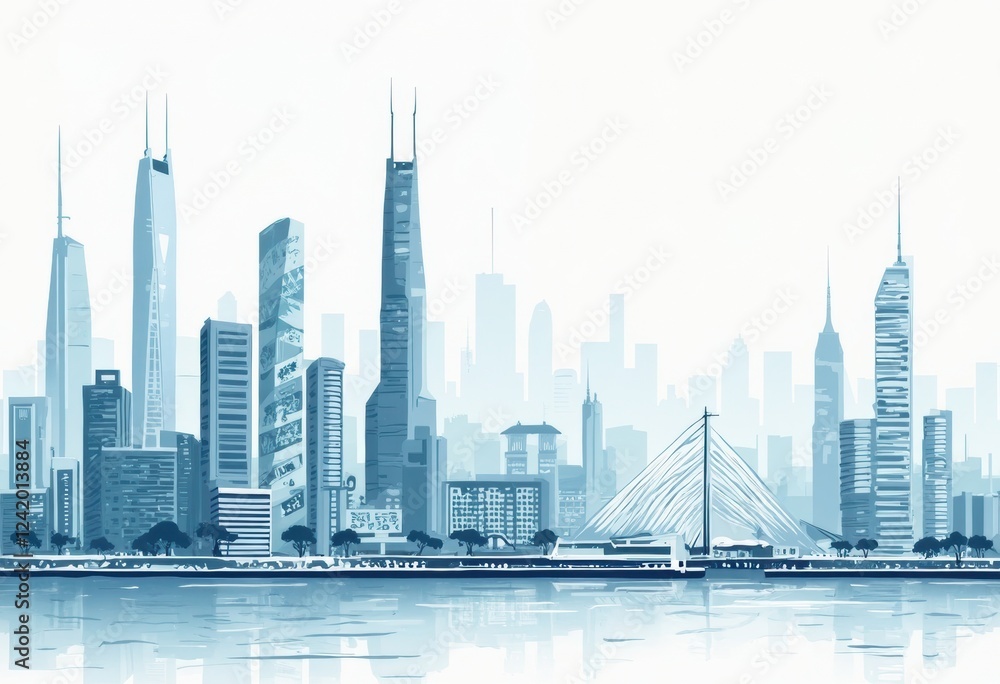 Naklejka premium City Skyline with Skyscrapers