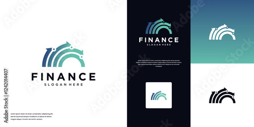 digital financial statistics abstract logo, accounting, growth, arrows, graphic design illustration.