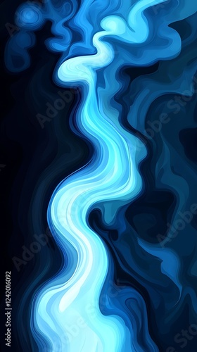 Dark Blue Abstract Gradient with Flowing Waves photo