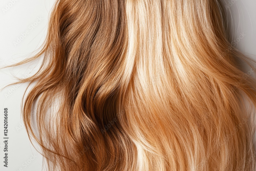 Naklejka premium Comparison of damaged dull hair strands with shiny healthy hair for understanding hair care choices and treatments. Generative AI