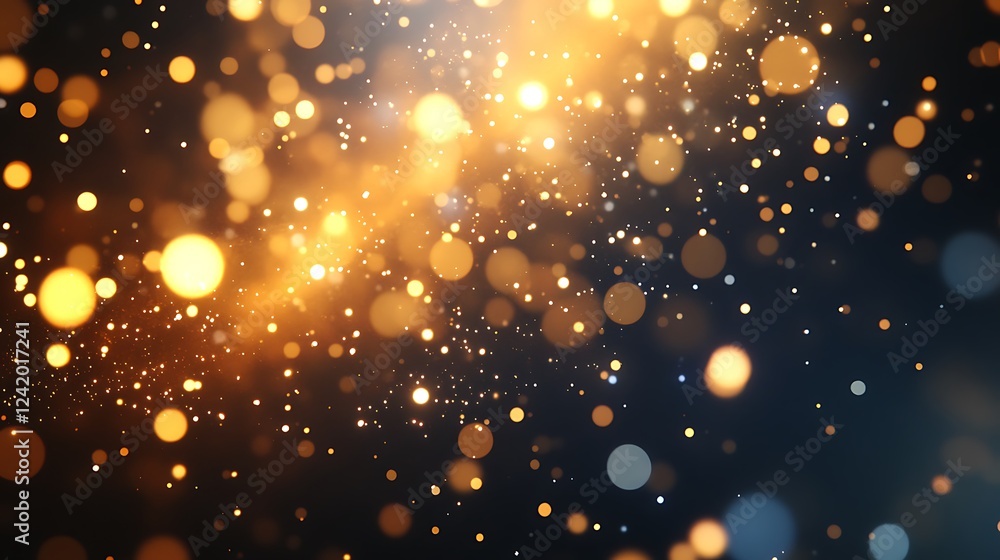 Fototapeta premium A vibrant background of shimmering golden and blue bokeh lights.