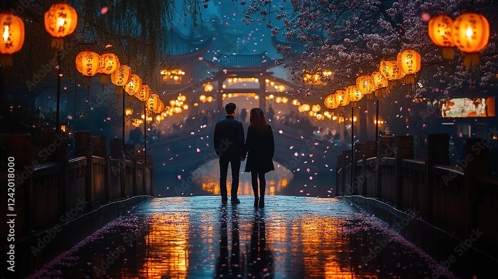 A young couple strolling hand-in-hand along the beach at sunset. The perfect image for a Valentine's Day backdrop A young couple strolling hand-in-hand along the beach at sunset. The perfect image for a Valentine's Day backdrop
