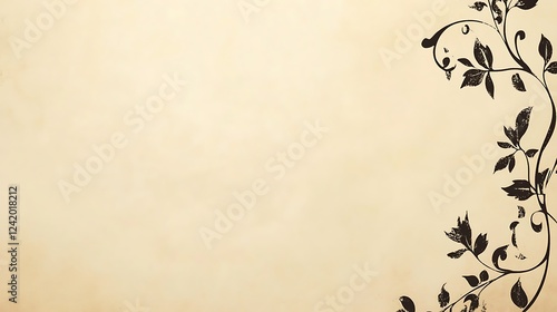 Vintage floral border, parchment background, design element