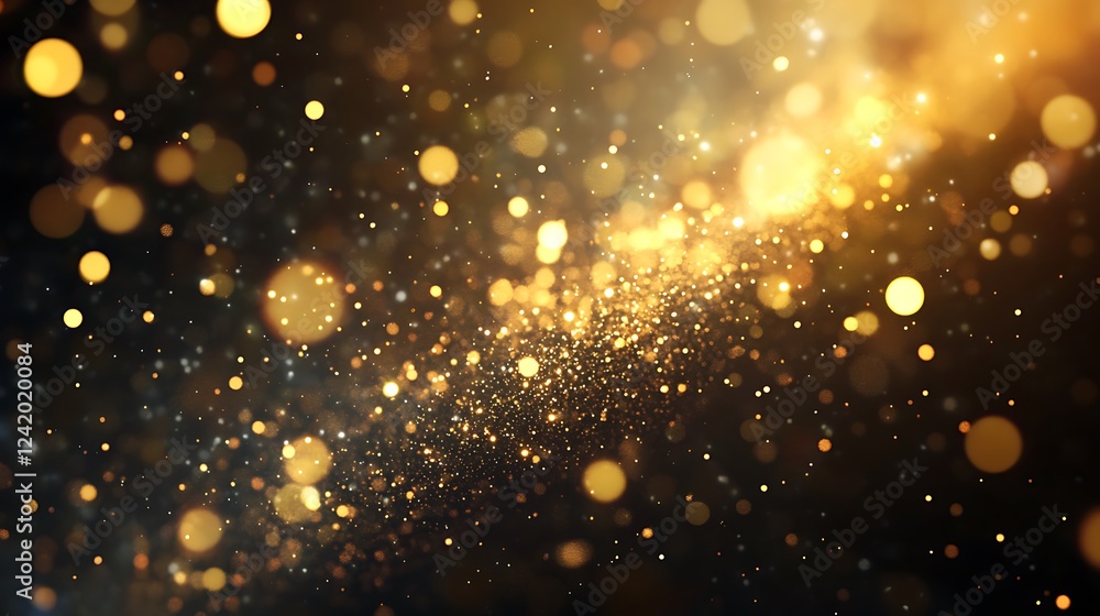 A shimmering abstract background filled with golden particles and bokeh effects. A shimmering abstract background filled with golden particles and bokeh effects.