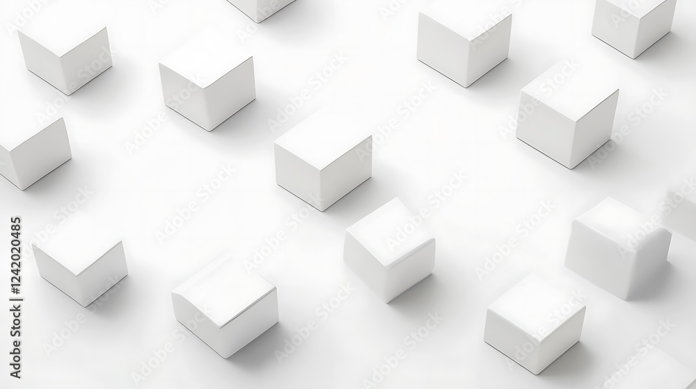 White cubes, scattered, background, clean, design White cubes, scattered, background, clean, design