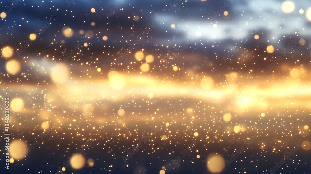 Fototapeta premium A dreamy sunset scene with glowing orbs and a vibrant sky.