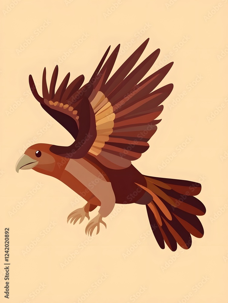 Obraz premium Simple Cartoon Bird Wild Nature icon symbolon a branch