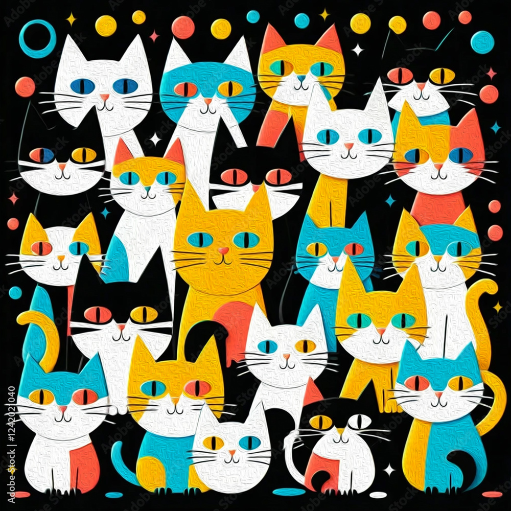 Obraz premium Cats . Oil paint. Animal illustration. Design for use in graphics.