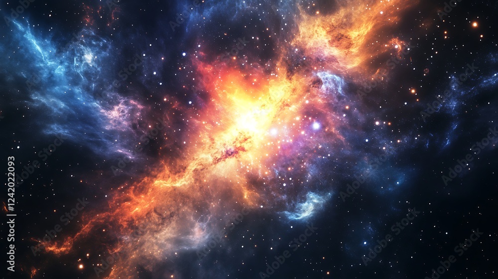 A vibrant cosmic scene showcasing colorful nebulae and stars in deep space. A vibrant cosmic scene showcasing colorful nebulae and stars in deep space.