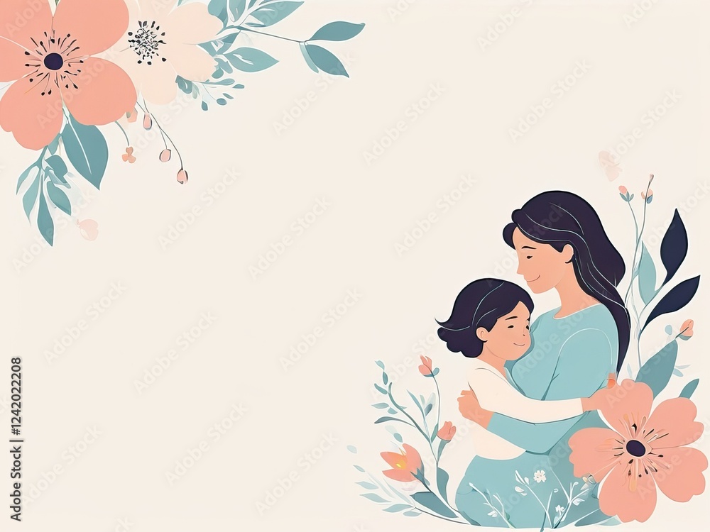 Loving mother hugging her daughter, warm family moment, perfect for Mother's Day Loving mother hugging her daughter, warm family moment, perfect for Mother's Day