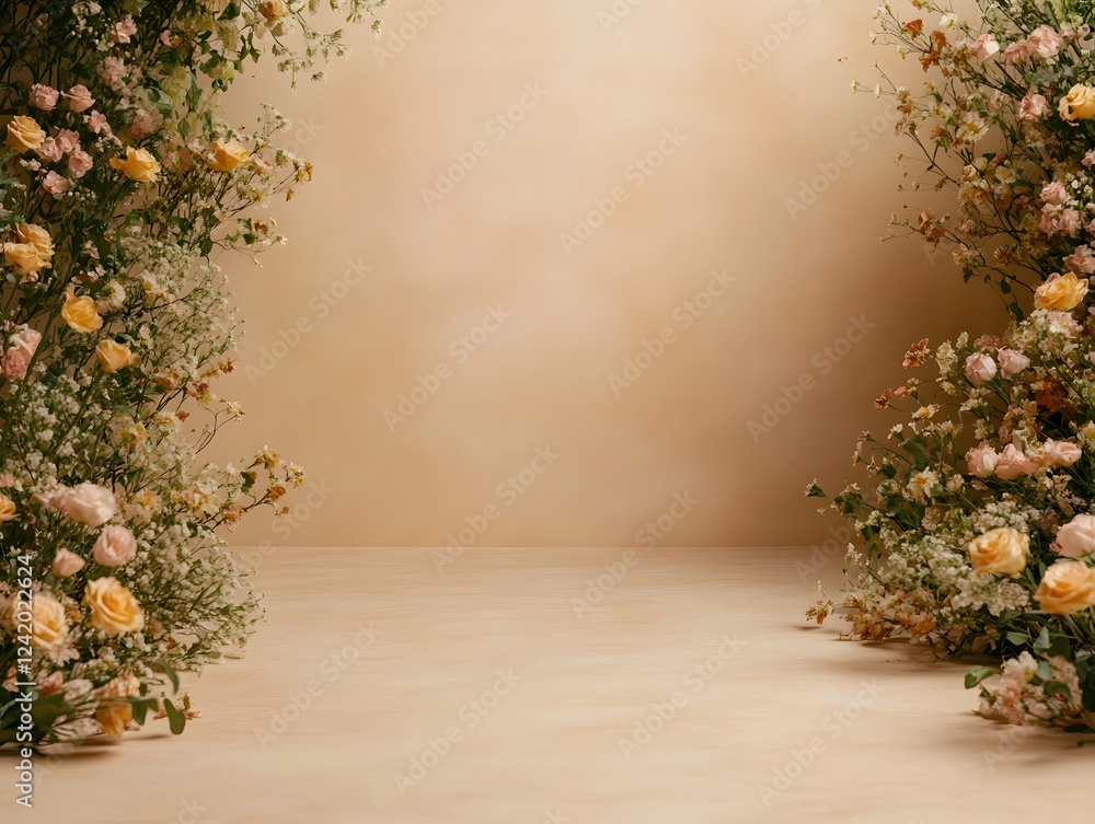 Fototapeta premium Floral Arrangement with Beige Wall and Floor