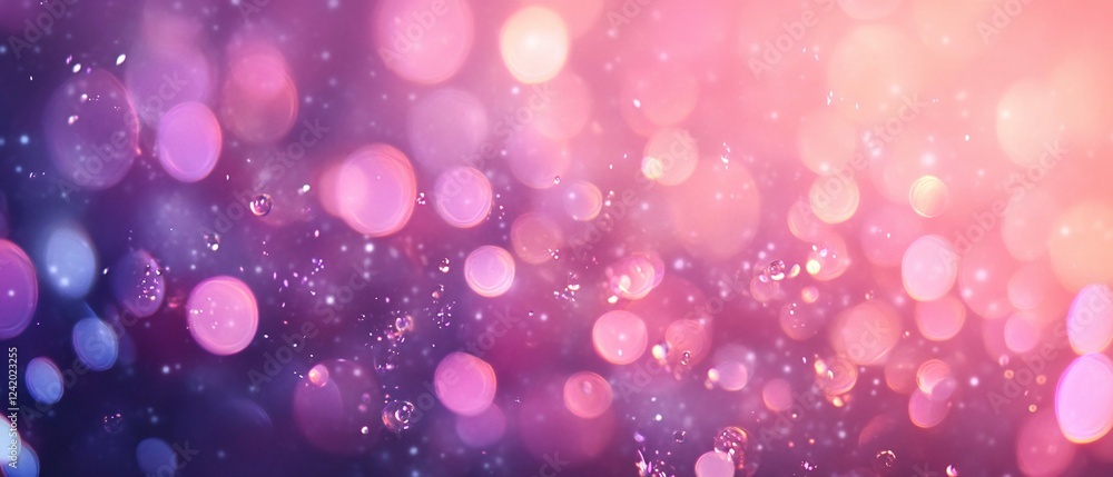 Fototapeta premium Abstract Pink Purple Bokeh Background With Water Droplets