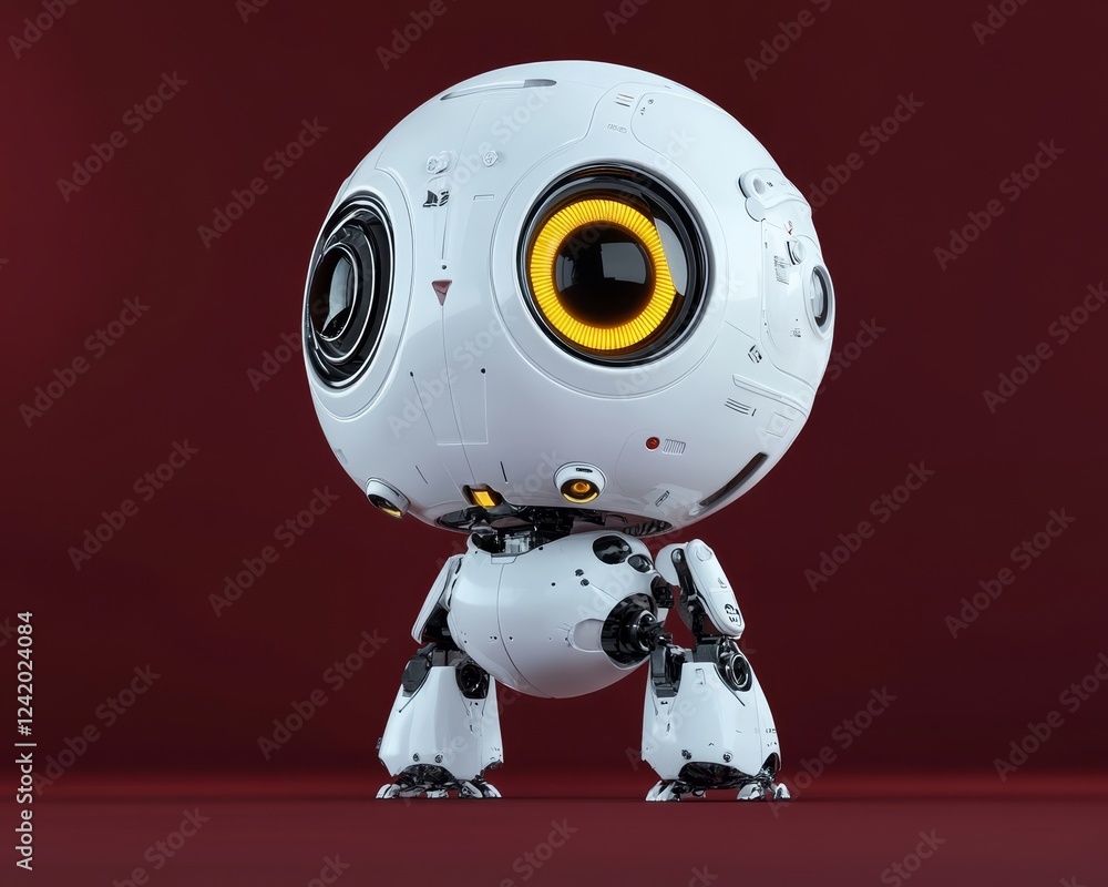 Abstract Robot Advisor Featured in a Deep Burgundy Background Abstract Robot Advisor Featured in a Deep Burgundy Background