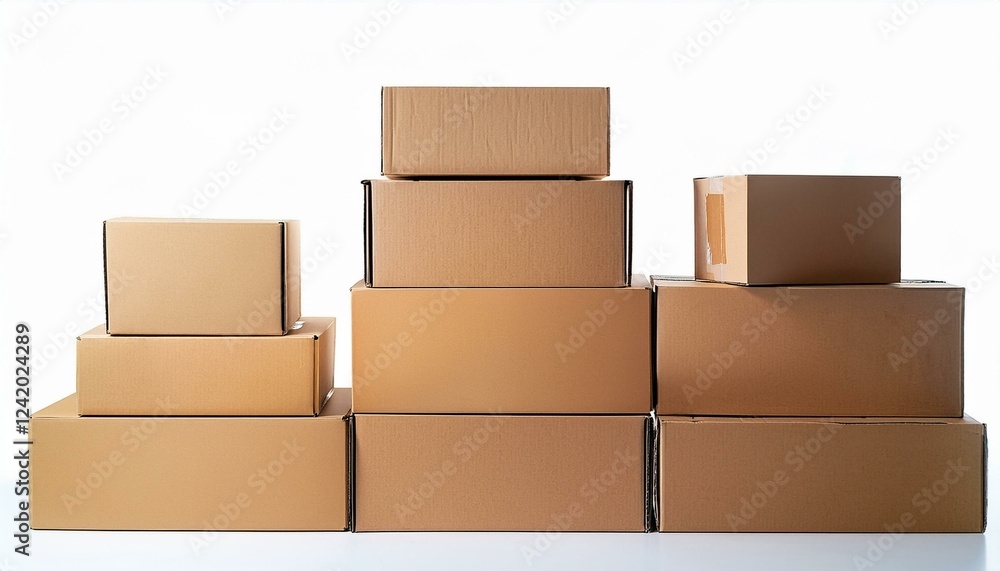 Isolated stack of brown cardboard boxes Isolated stack of brown cardboard boxes