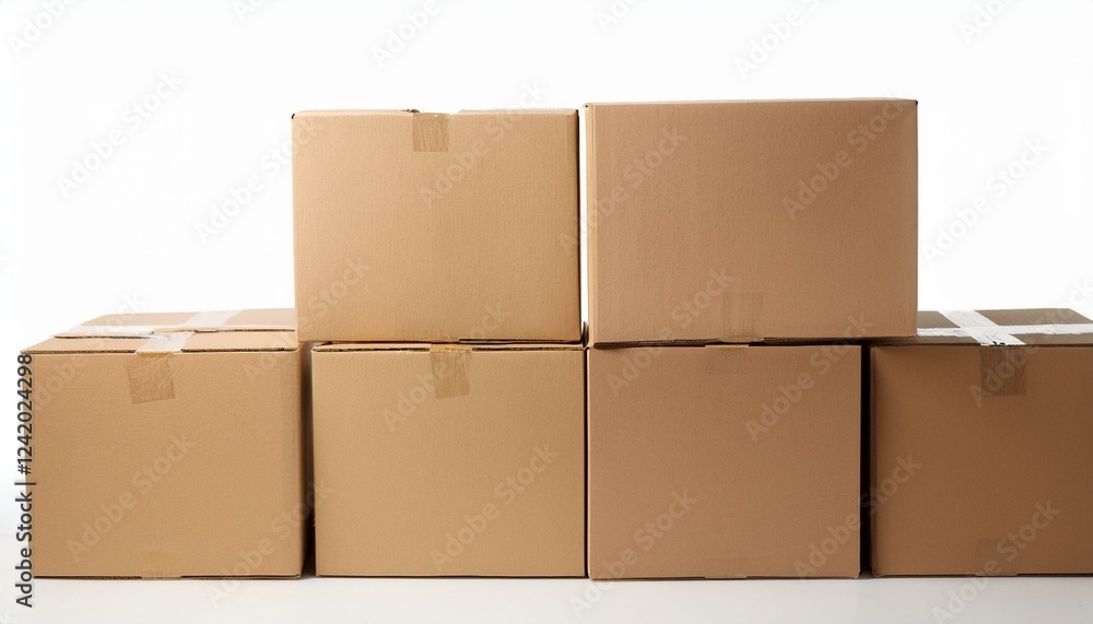 Isolated stack of brown cardboard boxes Isolated stack of brown cardboard boxes