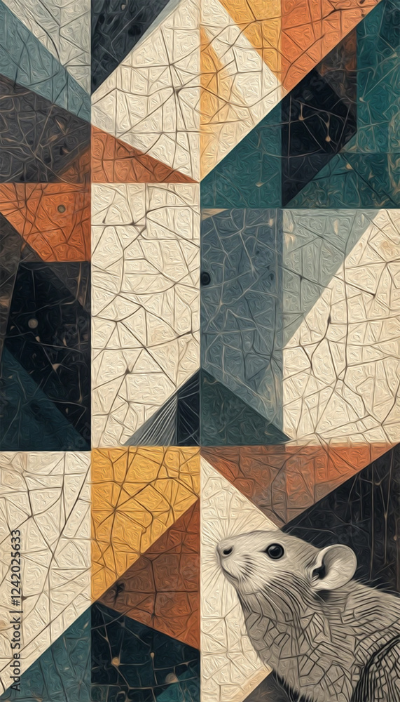 Obraz premium Mouse . Illustration with oil paint. Pattern for printing on wall decorations, covers, wallpapers