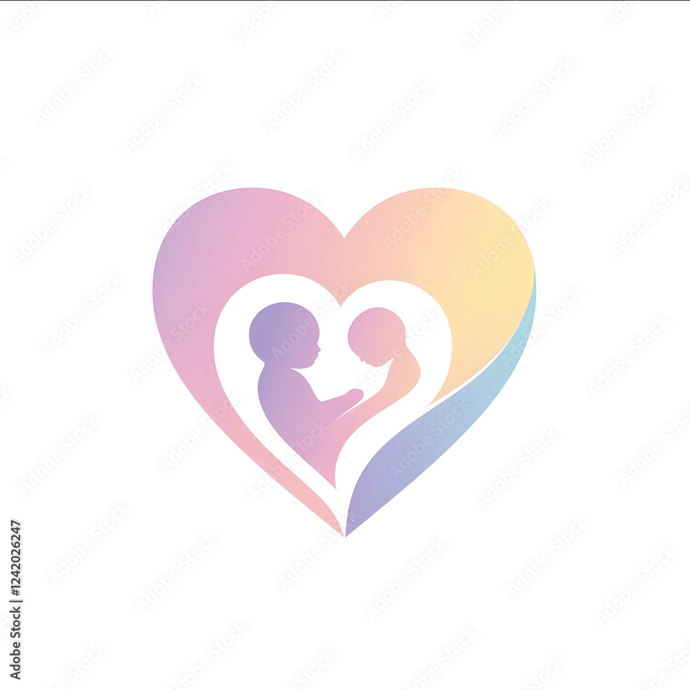 A minimalist logo of a stylized baby resting inside a heart that also forms a protective shield conveying love care and security The soft curves of the heart em A minimalist logo of a stylized baby resting inside a heart that also forms a protective shield conveying love care and security The soft curves of the heart em