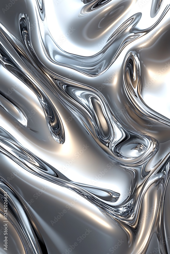 A 3D liquid metal texture background, with flowing silver contours that create an elegant, seamless design. A 3D liquid metal texture background, with flowing silver contours that create an elegant, seamless design.