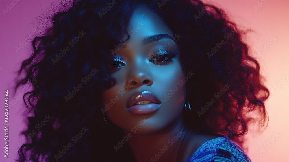 Fototapeta premium Woman, portrait, studio, colorful, beauty