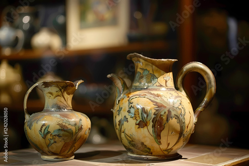 Doulton pottery is a renowned British ceramics brand known for its high-quality stoneware and decorative pieces photo